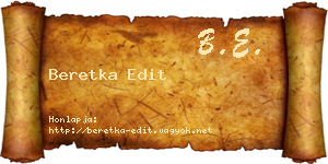 Beretka Edit névjegykártya